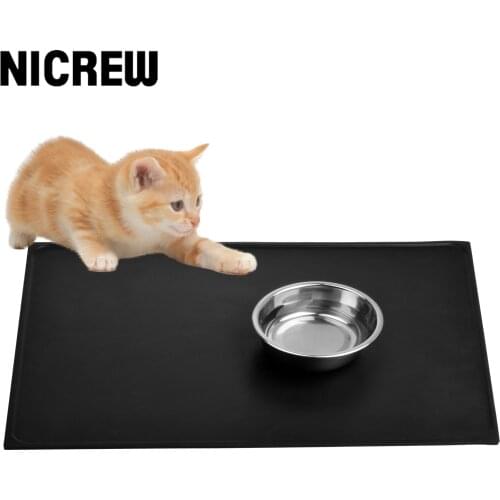 NICREW Waterproof Pet Mat For Dog Cat Solid Color Silicone Pet Food Pad Pet Bowl Drinking Mat Dog Feeding Placemat Easy Washing