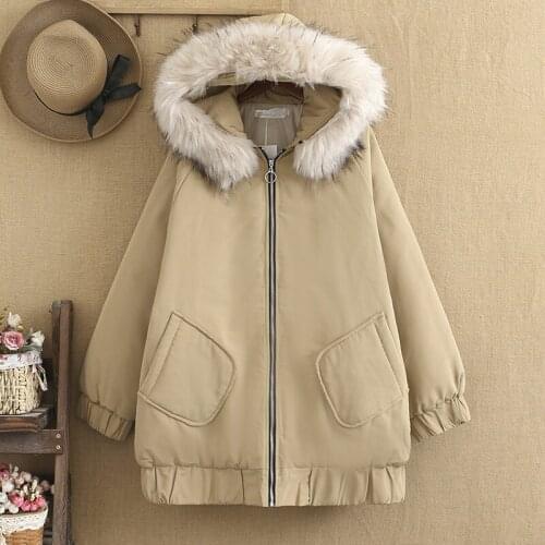Plus Size Womens Cotton Coat Winter Medium And Long High Quality Coat Hooded Collar Long Sleeves Cotone Laminato Addensato Coat