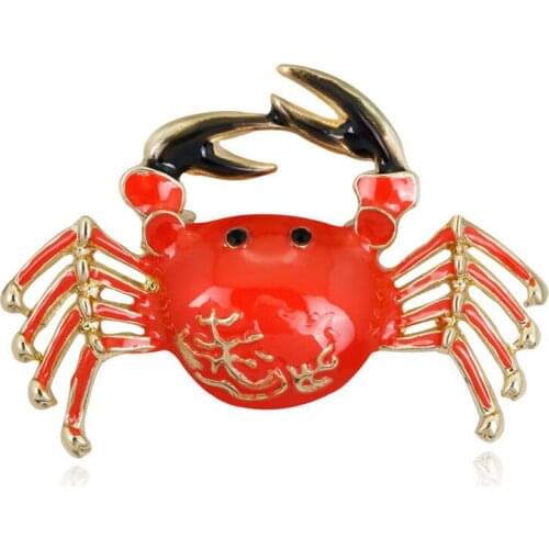 HC Fashion Enamel Big Crab Women Cute Brooches Pins Lovely Insect Lapel Pin Kid Gift Trendy Girl Child Backpack Brooch Jewelry F