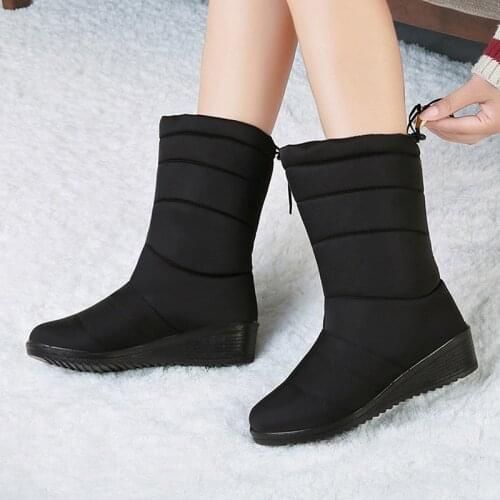 Women Boots Winter Platform Wedges Boots Warm Fur Waterproof Snow Boots Female Winter Shoes Woman Botas Mujer Plus Size 35-44
