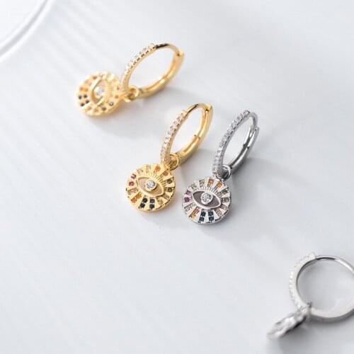 MIQIAO Womens Earrings Hypoallergenic 925 Sterling Silver Colored Zircon Eyes Ear Buckle Gold Color Fashion Jewelry Uncommonly