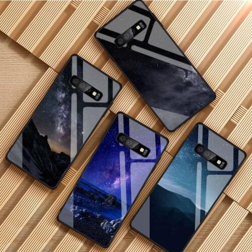 Starry Night Space Sky Tempered Glass Phone Case For Samsung Galaxy S8 S9 S10 S20 PLUS J8 J6 J4 2018 NOTE 8 9 10 Cover Shell