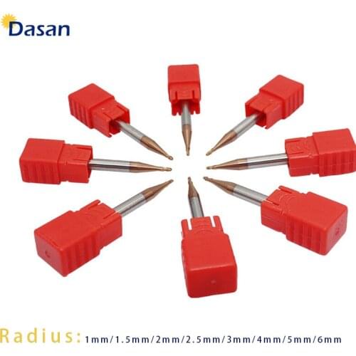 10pcs Carbide Mill Cutter Tool End Mills Ball 1mm 2mm 3mm 4mm 5mm 6mm Milling 2Flute Blade HRC60 Ball Nose EndMills Lathe Tools