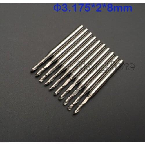 10 pcs/lot 3.175X2.0X8mm 2 Double flutes ball end mill,milling cutters,cutting tools,solid carbide,cnc router bits,free shipping