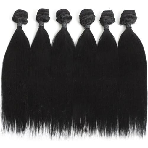 12 14 inch Straight Hair weave Bundle For Women 6 Bundles Deal Synthetic Hair Extension Natural 1B Color Can be Style And Permed
