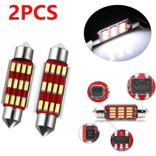 2PCS Car Auto Interior Dome Lamp Reading Bulb White Car Festoon Lights 4014 SMD 31mm 36mm 39mm 41mm LED Light Reading Lights