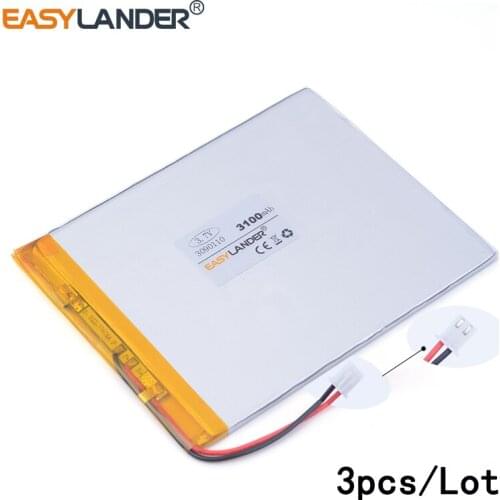 3pcs /Lot 3100mAh 3090110 3.7v lithium Li ion polymer rechargeable battery Tablet PC learning machine Tablet Pc DIY Power mobile
