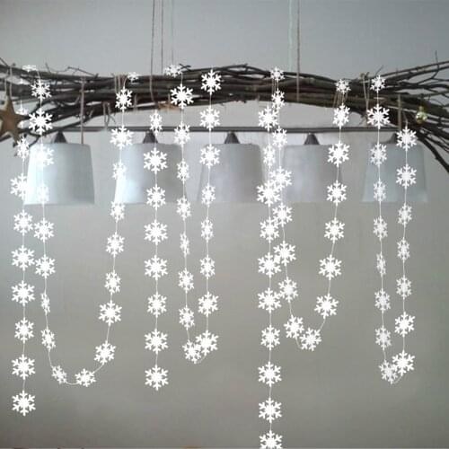 4m Paper Snowflakes Garland Christmas Decorations for Home Navidad Tree Hanging Ornaments Xmas DIY Noel Decor New Year 2021 Gift