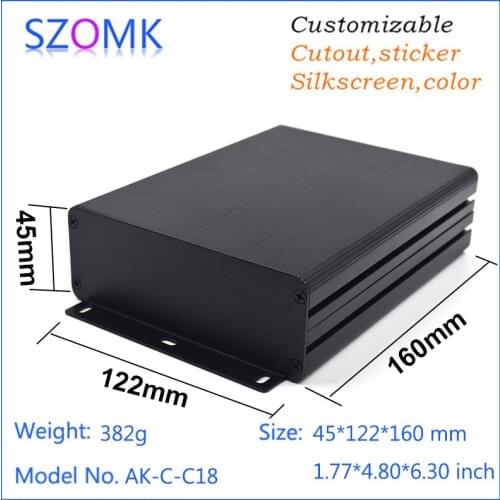 4 pcs, 45*122*160mm hot selling split type aluminum case wall mount distribution box black extruded enclosure for pcb box