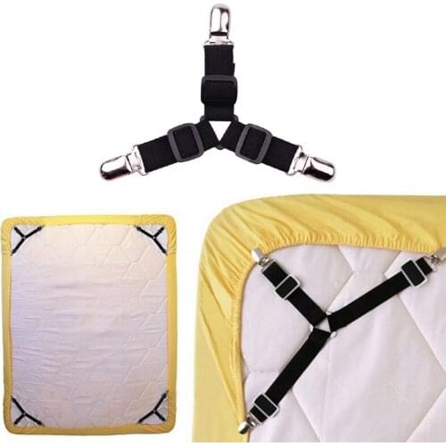 4pcs Three-Head Clamp Elastic Cover Blanket Grippers Holder Bed Sheet Clip Mattress Fasteners Fixing Slip-Resistant Belt Clip