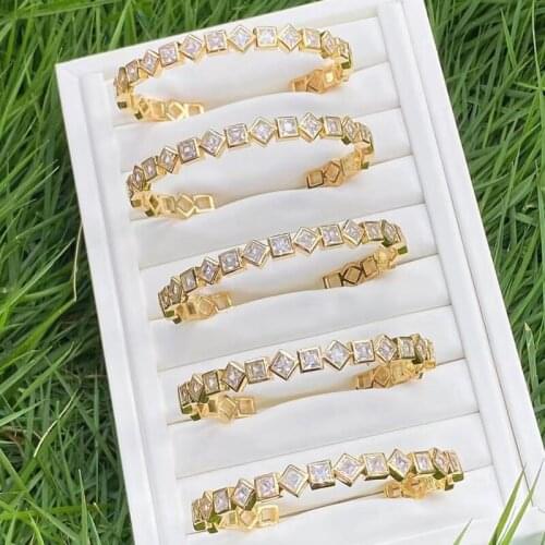 5Pcs Mix color Geometric Bangle Zircon Mix shape Zircon Fashion jewelry metal Bracelet Mix color Women bangle 51459
