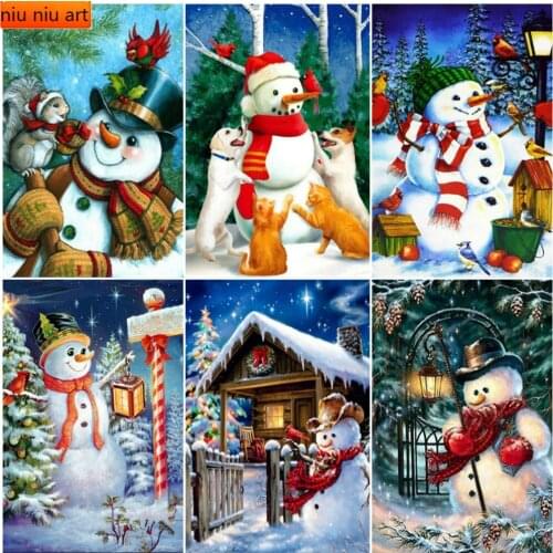 5D DIY Diamond Painting Cartoon Diamond Embroidery Christmas Rhinestones Cross Stitch Snowman Needlework Home Decor