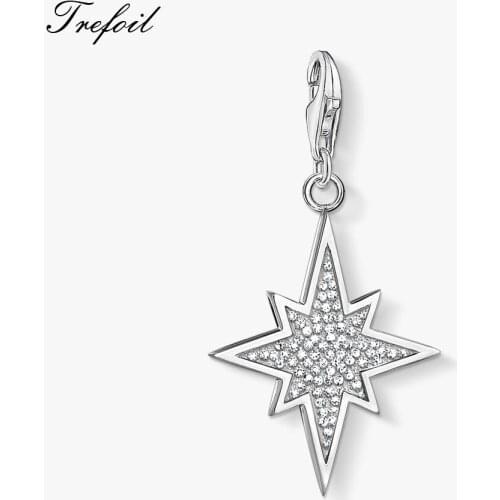 Glitter Star Charms Pendant,Jewelry 925 Sterling Silver Graphic Minimalism Gift For Women Fit Bracelet Necklace Bag 2019 New