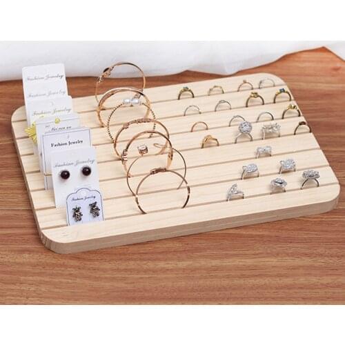 Wood Ring Display Case Jewelry Display Tray Holder Storage Organizer Case for Counter Display