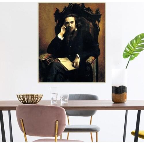 Citon Ivan Kramskoy《Vladimir Solovyov》Canvas Art Oil Painting Famous Artwork Poster Picture Wall Decor Home Decoration