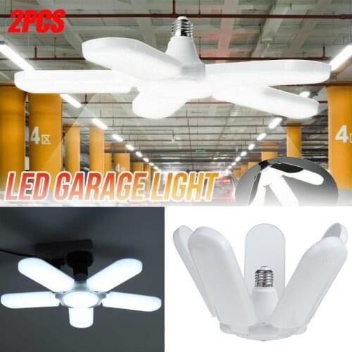 🔥20000LM 5+1 Blades Deformable LED Garage Light E27 Adjustable Shop Ceiling Lamp Professional Warehouse Industrial Top Lamps