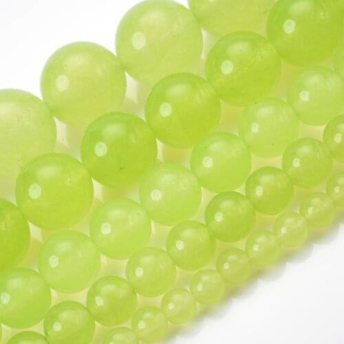 Fluorescent Green Chalcedony Jades Natural Stone Beads Round Loose Spacer Bead for Jewelry Making DIY Bracelet Accessories