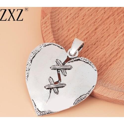 ZXZ 2pcs Large Heart Charms Pendants for Necklace Jewelry Making Findings 57x55mm