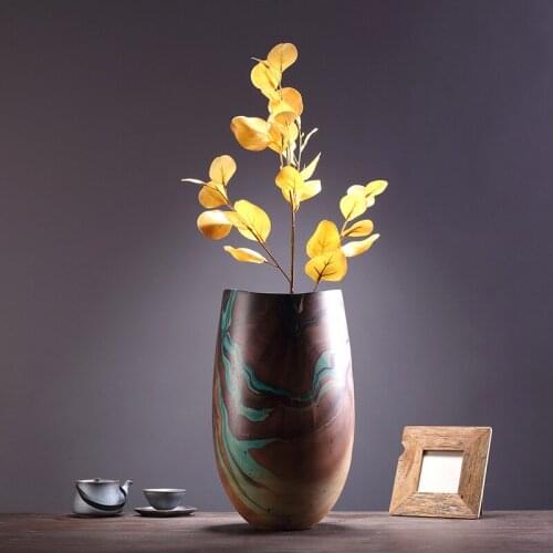 Thailand Imported Southeast Asian Solid Wood Painted Dried Flower Vase Flower Arrangement Crafts Living Room