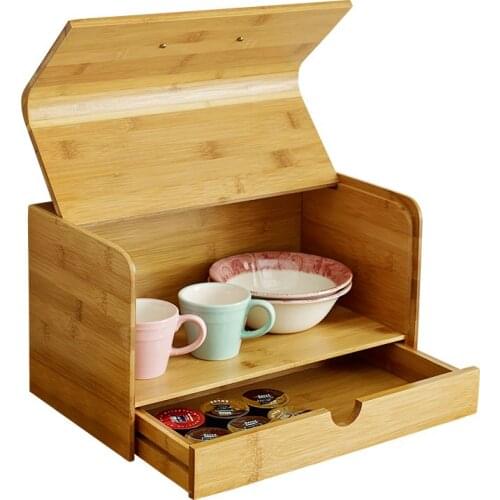Quality Kitchen Solid Wood Bamboo Dustproof Bread Snack Food Storage Box