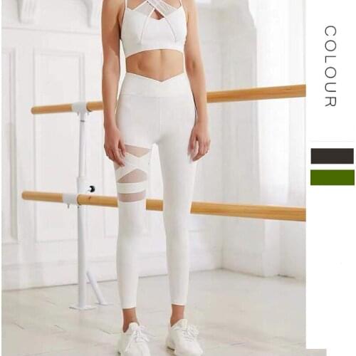 Gym Leggings New Yoga Pants Sports Fitness Clothes Women Running Slim Mesh High Waist Elasticity Solid Color