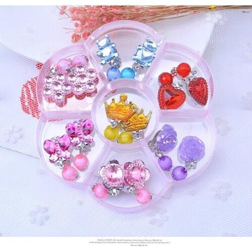 Cartoon Earrings Plastic Ear Clips Girls Toy Colorful Girls Kids Children Pretend Play Beauty Fashion Toys Birthday Party Gifts