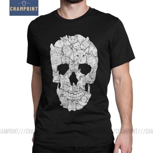 Cat Skull Horror Skull T Shirt Man 4XL 5XL 6XL Tops Popular T-Shirt Round Neck Cotton Tee Shirt