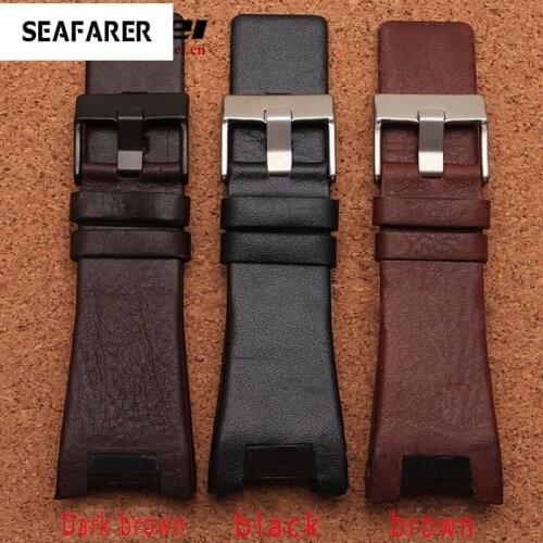 Fit Diesel DZ4246 DZ1273b Bracelet 32*17mm Plain Black Dark Brown Genuine Leather Steel Clasp Watchband Strap Dedicated Men