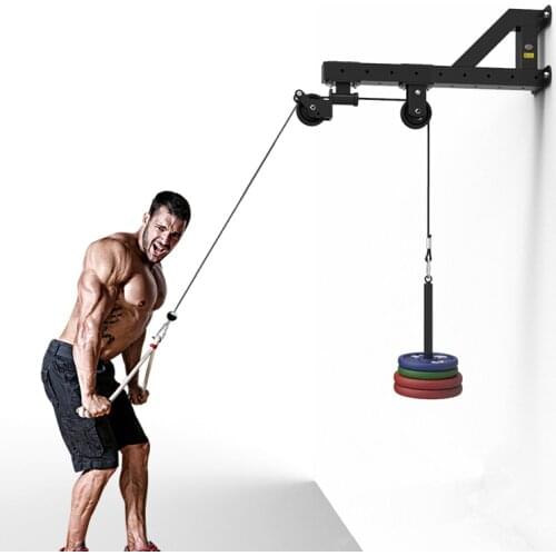Home Gym Wall-mounted Cable Machine Attachments Workout Triceps Biceps Pulley System Fitness Pull Down Rope Equipment F1094
