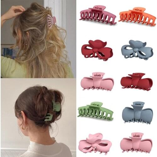 New 1pc Korean Solid Color Big Hair Claws Elegant Acrylic Hair Clips Hairpins Hair Bows Crab for Women Girls Hair Accessories