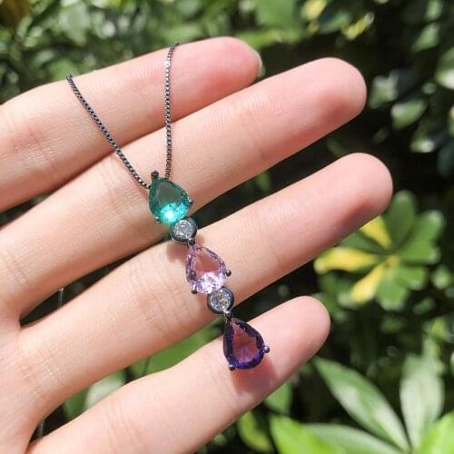 2019 New 3Colors Copper Simple Pendant Necklace Set In AAA Cubic Zirconia fashion necklaces for women jewelry 2018 statement