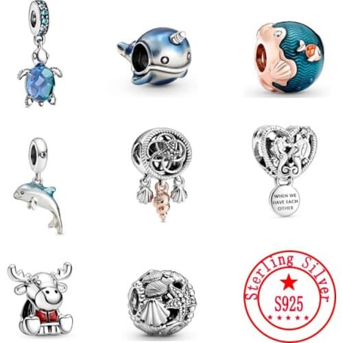 2021 New Womens Lucky Beads Fit Original Pandora Charm Silver 925 Bracelet Girls Jewelry