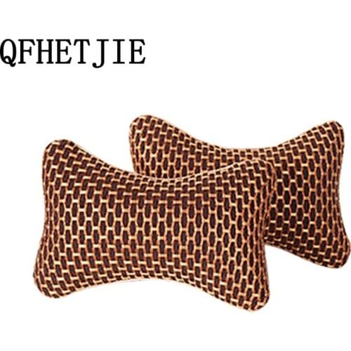 New Design Car Headrest Neck Pillow Fiber Filler Four Seasons Comfort Summer Ice Silk Headrest Car Interior