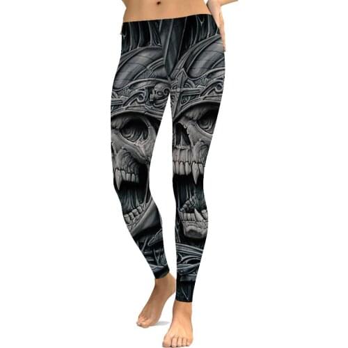 Papertiger Sexy Lady Leggings Samurai Armor Roaring Skull Print Leggings