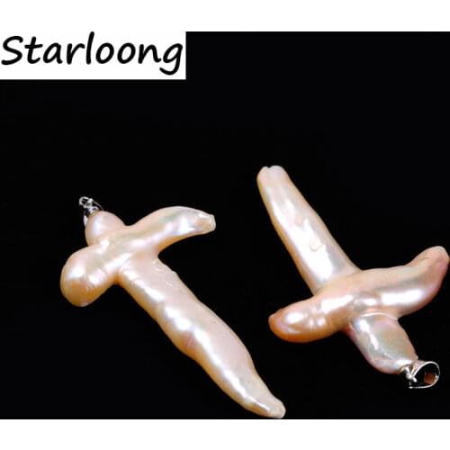 35*56mm A quality cross pendant Natural freshwater Pearl Beads charm pendant DIY for Jewelry bracelet necklace