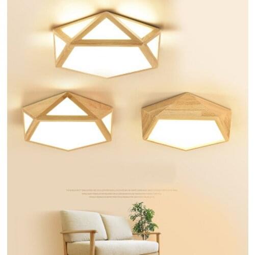 Nordic Wood Gerometirc LED Ceiling Lamps lights modern Livingroom bedroom aisle indoor lighting fixtures luminaria new
