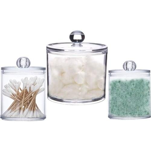 Clear Acrylic Cotton Pad Ear Bud Holder Cosmetic Makeup Organiser Storage Jars Storage Box Case 1 Pc