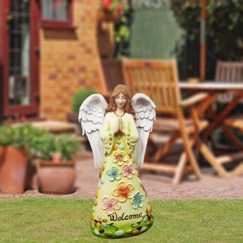 Angel Garden Figurine Outdoor Garden Statue Solar Praying Angel with LEDs Lights for Patio Lawn Yard Art, Housewarming Gifts