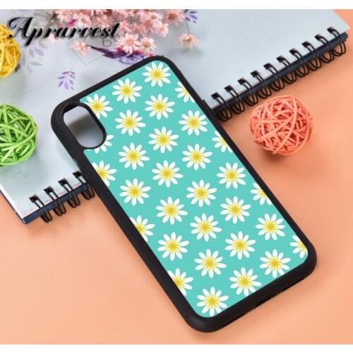 Aprarvest Flowers Pastel Blue Color Silicone Rubber Phone Case Cover For iPhone 6 6S 7 8 PLUS X XS XR 11 12 MINI PRO MAX