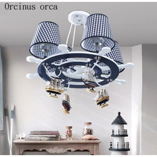Mediterranean boat rudder LED chandelier boys bedroom children room lights modern creative cartoon LED Chandelier free shipping