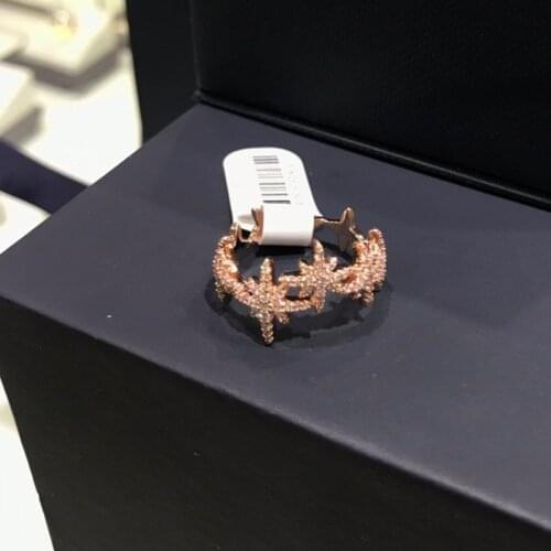 UMGODLY Luxury Brand Starry Finger Ring Inlaid Cubic Zircon Star Soft Phalanx Rings for Women Girls Fashion Jewelry