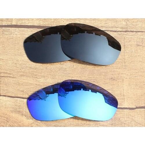 Vonxyz 2 Pairs Stealth Black & Ice Mirror Polarized Replacement Lenses for-Oakley Split Jacket Frame