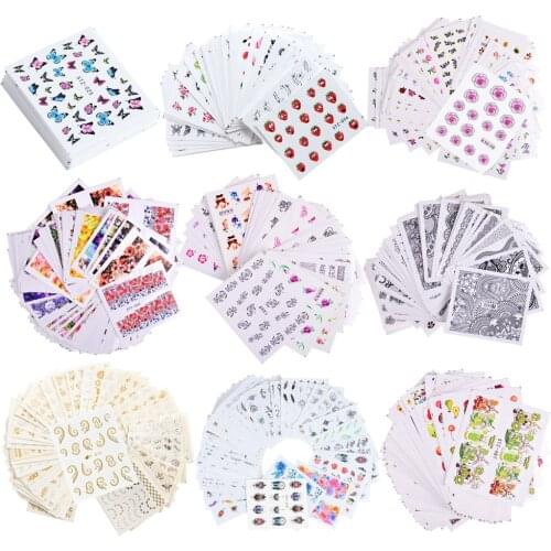 18/30/40 Sheets/sets Nail Water Sticker Flower Flamingo Beauty Slider Bloom Colorful Plant Pattern 3D butterfly Manicure Sticker