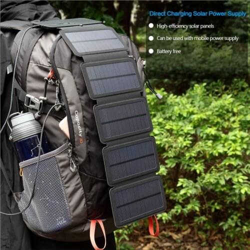 10W Solar Panels Charger 5V 2.1A Solar Charge Power Supply Foldable Waterproof Solar Charger for Mobile Phone Outdoor Camping