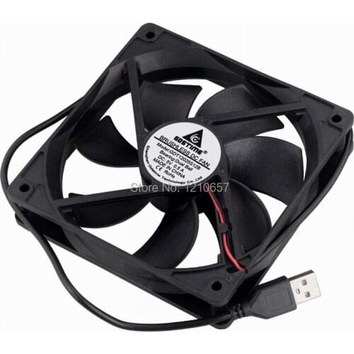 2 pieces lot Gdstime DC Router Cooling Fan 5V 12cm 120mm x 25mm 12025 Dual Ball Bearing USB Powered Case Fan