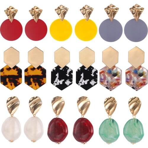 2019 Fashion Acrylic Earrings For Women Golden Korean Earring Boho Jewelry Accessories mujer