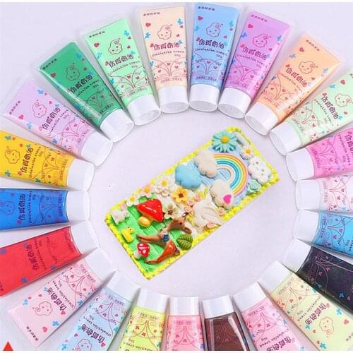 22 Pcs Simulation Cream Glue Colors Kawaii 3D Pattern Making DIY Cream Glue for Phone Cases (50ml)