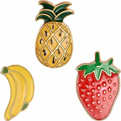 3Pcs/Set Cartoon Banana Pineapple Enamel Badge Collar Brooch Pin Clothes Jewelry new