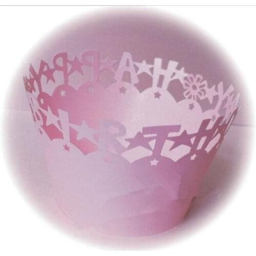 50pcs Happy Birthday Cupcake Wrappers, Cup cake Muffin Paper Wrapper Christmas Birthday Party Home Decoration Supplies