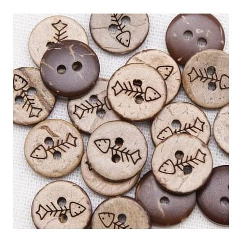 50pcs/lot Size:12.5mm Fish Bone Natural Coconut Buttons 2 holes Bulk Button Accssories Sewing (ss-146)